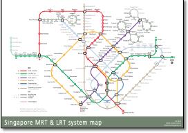 Singapore MRT & LRT train / rail map